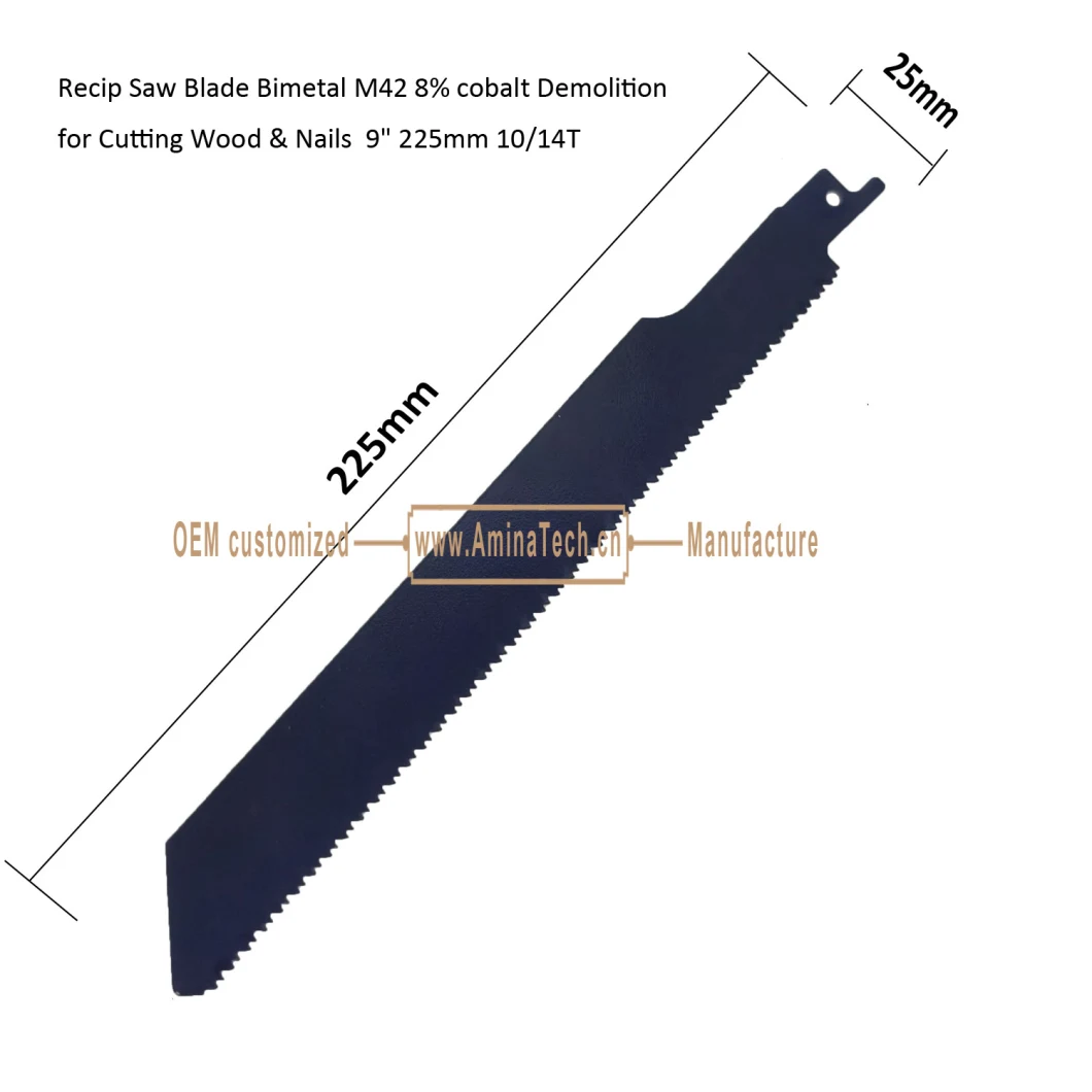 Recip Saw Blade Bimetal M42 8% cobalt Demolition for Cutting Wood & Nails 9