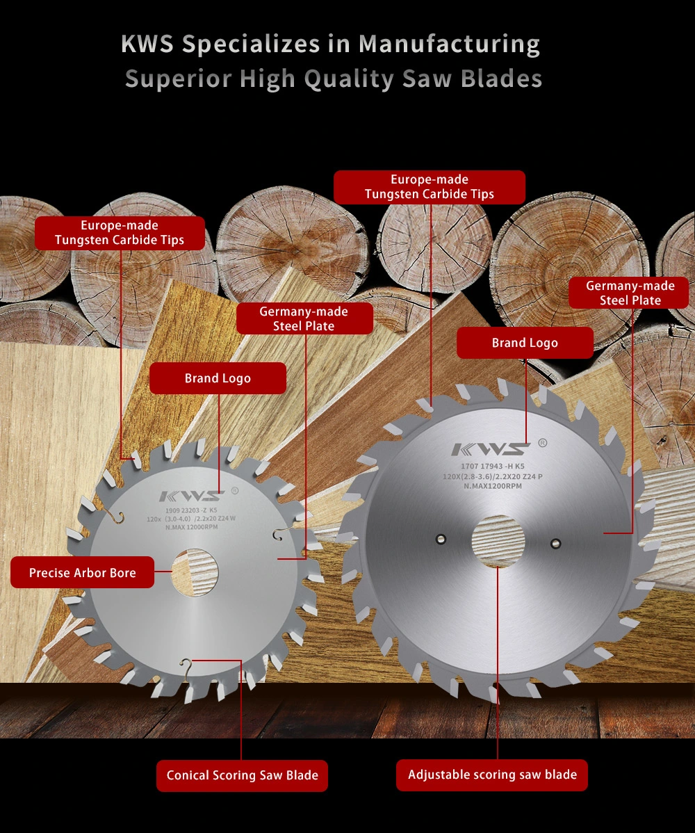 Kws Saw Blade for Wood PCD Adjustable Scoring Saw Blade for Table Saw Machine